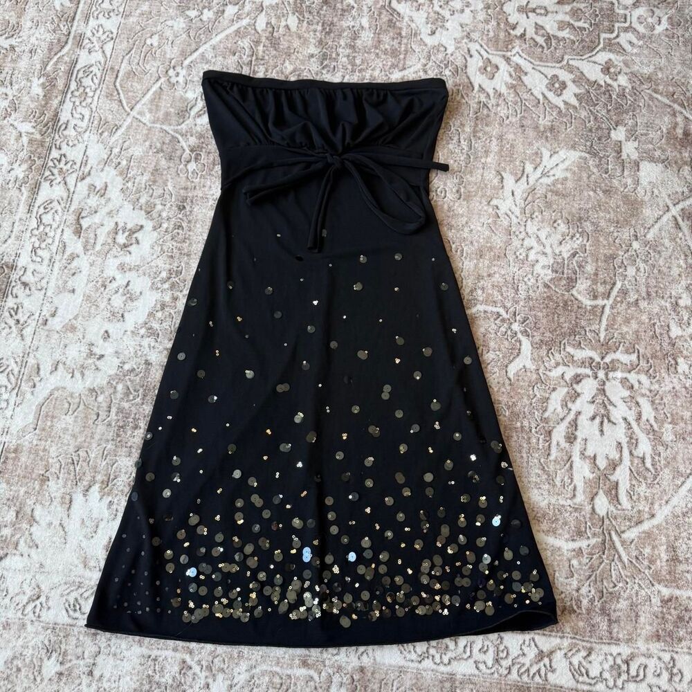 Charlotte Russe Black Sequin Strapless Dress